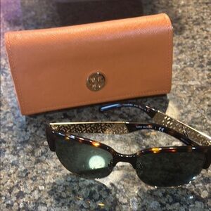 Tory Burch Tortoise Sunglasses with Gold Accents